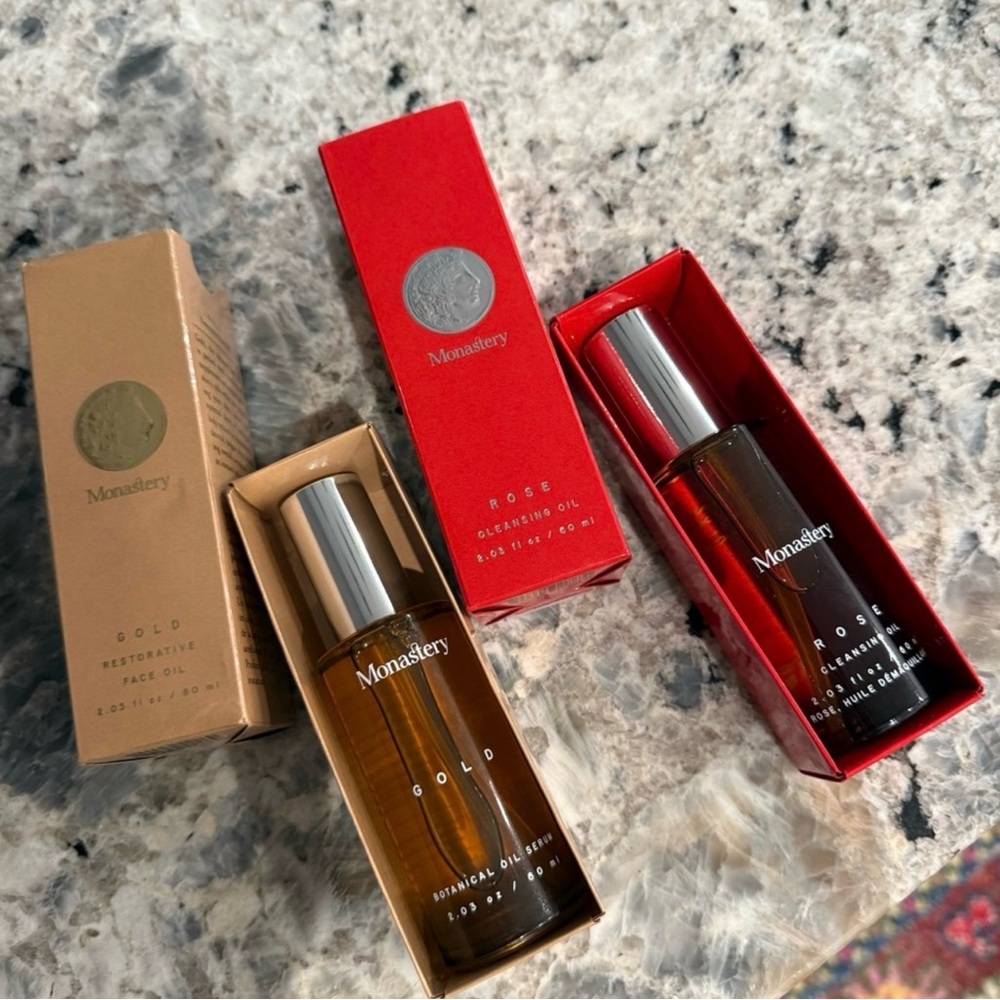 Monastery Gold Restorative Face Oil and Rose Cleansing Oil Set